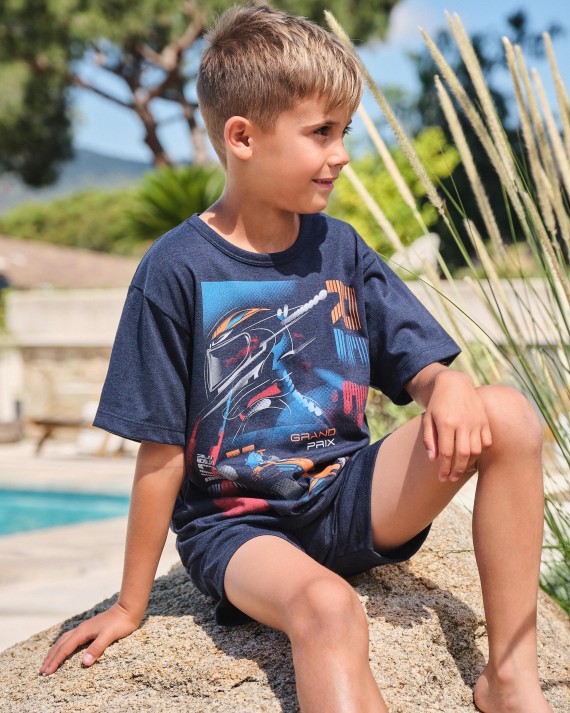 PIJAMA CURT DE NEN DE MÀNIGA CURTA ESTAMPAT CASC
