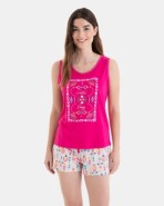 PIJAMA CORTO DE MUJER SIN MANGAS ESTAMPADO CORAZONES