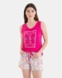 PIJAMA CORTO DE MUJER SIN MANGAS ESTAMPADO CORAZONES
