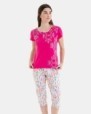 PIJAMA PIRATA DE MUJER ESTAMPADO CORAZONES