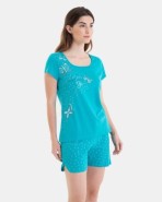 PIJAMA CORTO DE MUJER ESTAMPADO MARIPOSAS