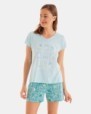 PIJAMA CORTO DE MUJER ESTAMPADO FLORES