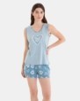 PIJAMA CORTO DE MUJER SIN MANGAS ESTAMPADO CORAZONES