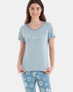 PIJAMA DE MUJER PANTALÓN LARGO Y ESTAMPADO CORAZONES