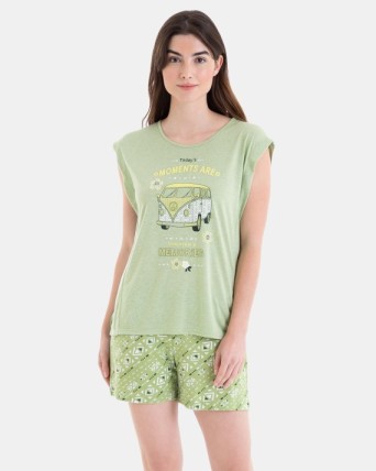 PIJAMA CORTO DE MUJER CON...