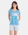 PIJAMA CORTO DE MUJER ESTAMPADO FLORES