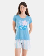 PIJAMA CORTO DE MUJER ESTAMPADO FLORES
