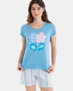 PIJAMA CORTO DE MUJER ESTAMPADO FLORES