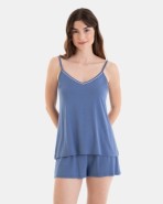 PIJAMA CORTO DE MUJER DE TIRANTES EN TEJIDO BAMBÚ