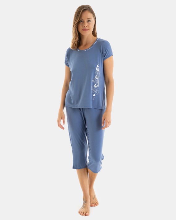 PIJAMA PIRATA DE MUJER ESTAMPADO BELIEVE TEJIDO BAMBÚ