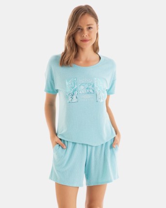 PIJAMA CORTO DE MUJER EN...