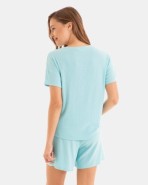 Short women's pajama in slub fabric
