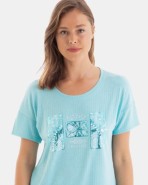 Short women's pajama in slub fabric