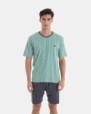 PIJAMA CORTO DE HOMBRE DE ALGODÓN ESTAMPADO CORBATERO