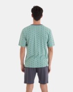 PIJAMA CORTO DE HOMBRE DE ALGODÓN ESTAMPADO CORBATERO