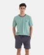 PIJAMA CORTO DE HOMBRE DE ALGODÓN ESTAMPADO CORBATERO