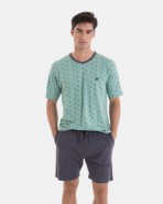PIJAMA CORTO DE HOMBRE DE ALGODÓN ESTAMPADO CORBATERO