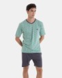 PIJAMA CORTO DE HOMBRE DE ALGODÓN ESTAMPADO CORBATERO