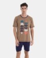 PIJAMA CORTO DE HOMBRE DE ALGODÓN Y VISCOSA ESTAMPADO