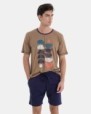 PIJAMA CORTO DE HOMBRE DE ALGODÓN Y VISCOSA ESTAMPADO