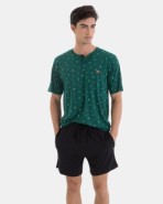 PIJAMA CORTO DE HOMBRE DE ALGODÓN Y VISCOSA MICRO ESTAMPADO