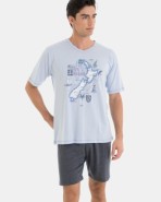 PIJAMA CORTO DE HOMBRE DE ALGODÓN ESTAMPADO ISLAS
