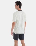 Men's short pajama in cotton and modal with micro print