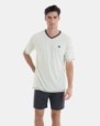 Men's short pajama in cotton and modal with micro print