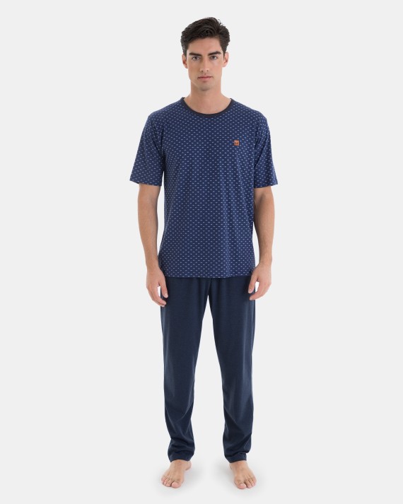 PIJAMA DE HOMBRE DE PUNTO MICRO ESTAMPADO Y PANTALÓN LARGO
