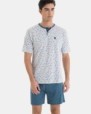 PIJAMA CORTO DE HOMBRE DE PUNTO MICRO ESTAMPADO