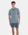 Men's short pajama in knit with geometric print