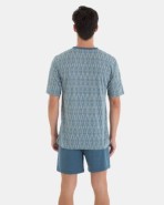 Men's short pajama in knit with geometric print