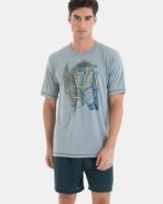 PIJAMA CORTO DE HOMBRE DE PUNTO ESTAMPADO BICI