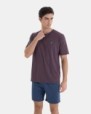 PIJAMA CORTO DE HOMBRE DE PUNTO LISTADO NARANJA Y AZUL