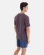 PIJAMA CORTO DE HOMBRE DE PUNTO LISTADO NARANJA Y AZUL