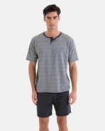 Men's short pajama in jacquard knit in gray color