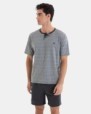 Men's short pajama in jacquard knit in gray color