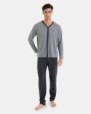 PIJAMA LARGO DE HOMBRE DE PUNTO JACQUARD EN COLOR GRIS