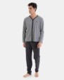 PIJAMA LARGO DE HOMBRE DE PUNTO JACQUARD EN COLOR GRIS