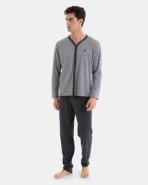 PIJAMA LARGO DE HOMBRE DE PUNTO JACQUARD EN COLOR GRIS