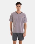 PIJAMA CORTO DE HOMBRE DE PUNTO JACQUARD EN COLOR GRIS