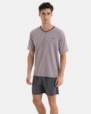 PIJAMA CORTO DE HOMBRE DE PUNTO JACQUARD EN COLOR GRIS