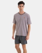PIJAMA CORTO DE HOMBRE DE PUNTO JACQUARD EN COLOR GRIS