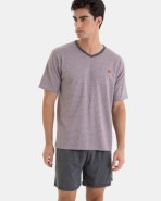PIJAMA CORTO DE HOMBRE DE PUNTO JACQUARD EN COLOR GRIS