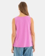 CAMISETA BÁSICA DE MUJER SIN MANGAS ROSA