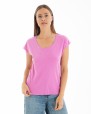 CAMISETA BÁSICA DE MUJER HOMBRO CAÍDO ROSA