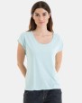 CAMISETA BÁSICA DE MUJER HOMBRO CAÍDO AZUL
