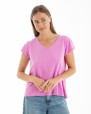 CAMISETA BÁSICA DE MUJER HOMBRO CAÍDO ROSA