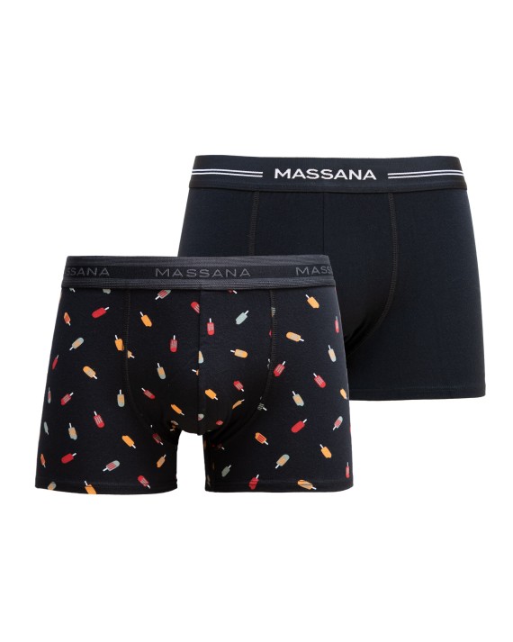 PACK 2 BÓXERS HOMBRE NEGRO ESTAMPADO Y LISO