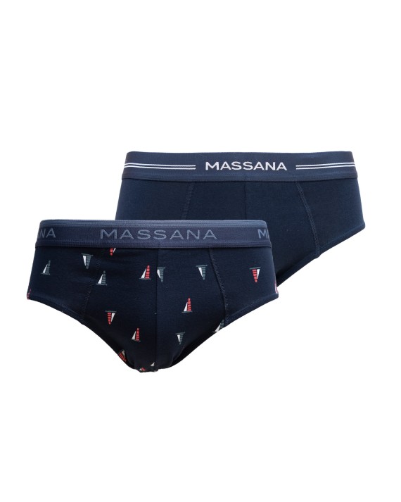 PACK 2 SLIPS HOMBRE AZUL ESTAMPADO Y LISO